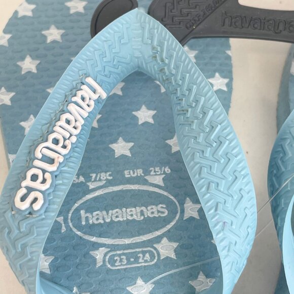 NWT Havaianas Kids Tiny Stars Flip Flops Blue Toddler Size 7/8 Thong Sandals Sum - Picture 5 of 8